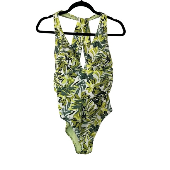 Adore Me Monroe Contour Palm Paradise Halter Neck One Piece Swimsuit Sz 0X NWT - Picture 1 of 8